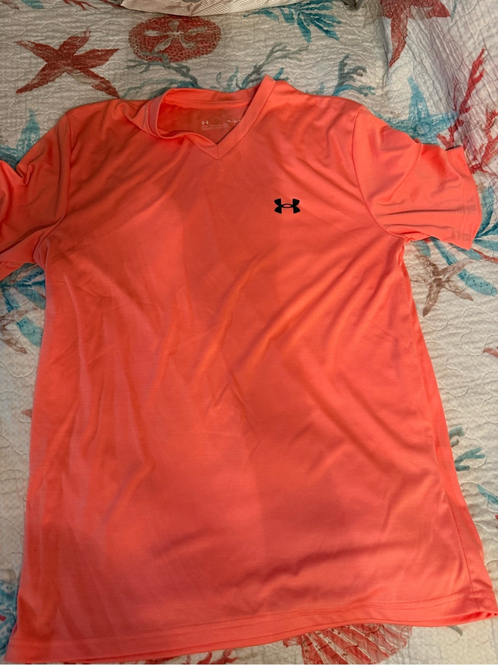 Under Armour Men’s V-Neck Performance Tee — Coral